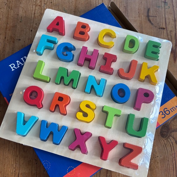 NEW, Coogam, Wooden Alphabet Puzzle, Letters Peg Board ABC Blocks, Montessori - Picture 1 of 10